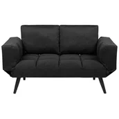 Sofy i kanapy - Beliani Sofa rozkładana tapicerowana czarna BREKKE - miniaturka - grafika 1