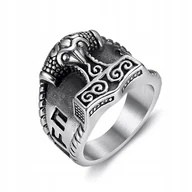 Pierścionki - PIERŚCIEŃ SYGNET Wikingów MŁOT THORA Mjolnir 147 - miniaturka - grafika 1