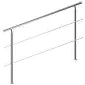 Balustrady i akcesoria - Balustrada na schody Stal nierdzewna 160cm 2 pręty - miniaturka - grafika 1