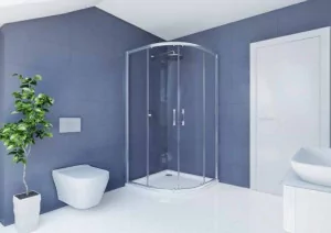HÜPPE Ena 2.0 kabina półokrągły 800 x 800 x 1900 mm srebrny połysk szkło hartowane przezroczyste Anti-Plaque drzwi rozsuwane 140603069322 - Kabiny prysznicowe - miniaturka - grafika 1