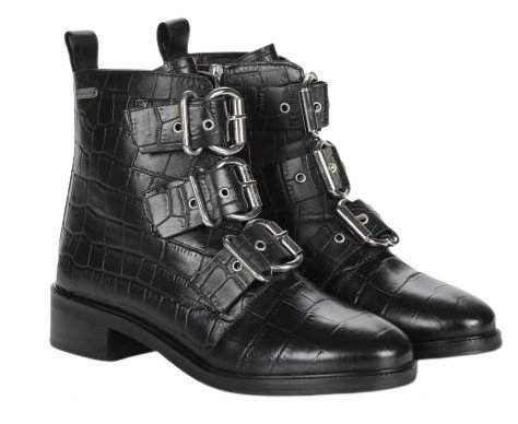 PEPE JEANS BOWIE TOP DAMSKIE BUTY CZARNE SKÓRZANE 41 AWE