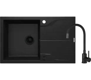 Deante Andante ZQNNN113 Nero + bateria Nero - Zlewozmywaki z baterią - miniaturka - grafika 1