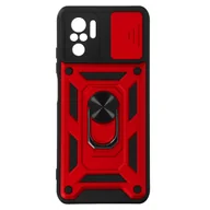 Etui i futerały do telefonów - Etui do Xiaomi Redmi Note 10 Pro z osłoną kamery i pierścieniem uchwytu wideo czerwone - miniaturka - grafika 1