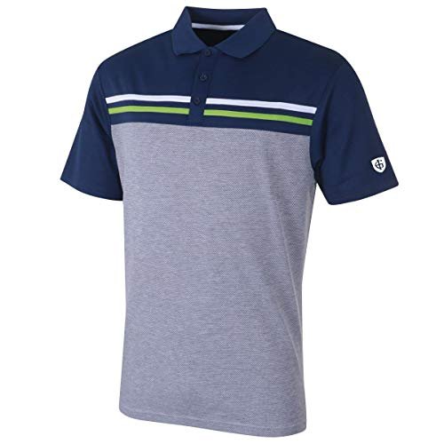 Island Green Męska koszulka golfowa męska w paski elastyczna oddychająca koszulka polo top Ink/Battleship Grey 2X-L