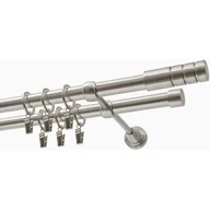 Karnisze - Karnisz DECASTYL Techno z kółkami Podwójny 160 cm Stal nierdzewna - miniaturka - grafika 1