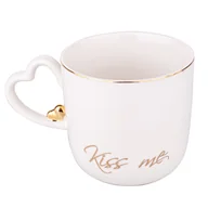 Kubki - Lumarko Kubek Z Uchem W Kształcie Serca Nbc 400 ML Dek. Kiss Me Biały Color Box - miniaturka - grafika 1