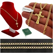 Naszyjniki - Złoty Męski Naszyjnik Z Krzyżykiem 3,5 Mm Pancerka 925 Prezent + Grawer - miniaturka - grafika 1