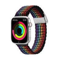 Akcesoria do smartwatchy - Dux Ducis Strap (Mixture II Version) pasek Apple Watch SE, 8, 7, 6, 5, 4, 3, 2, 1 (41, 40, 38 mm) pleciona opaska bransoleta dark stripes - miniaturka - grafika 1