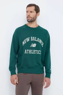 Bluzy męskie - New Balance bluza bawełniana męska kolor zielony z aplikacją - grafika 1