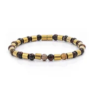 Bransolety męskie - Bransoletka koraliki w kolorze złoto-brązowym EM 8 - EM Men's Accessories - miniaturka - grafika 1