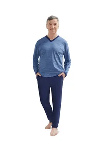 PIŻAMA MĘSKA M DŁUGI RĘKAW SPODNIE w KRATĘ BAWEŁNIANA DLA TATY DZIADKA MIX - Piżamy damskie - miniaturka - grafika 1