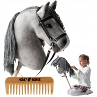 Maskotki i pluszaki - HOBBY HORSE KOŃ NA KIJU KONIK GŁOWA KONIA PATYKU Z GRZYWĄ + GRZEBIEŃ [M-HOBBYHORSE4] - miniaturka - grafika 1