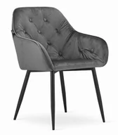 Krzesła - Krzesło FORIO - aksamit ciemny szary / nogi czarne - miniaturka - grafika 1