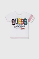 Koszulki dla chłopców - Guess t-shirt bawełniany dziecięcy kolor biały wzorzysty - miniaturka - grafika 1
