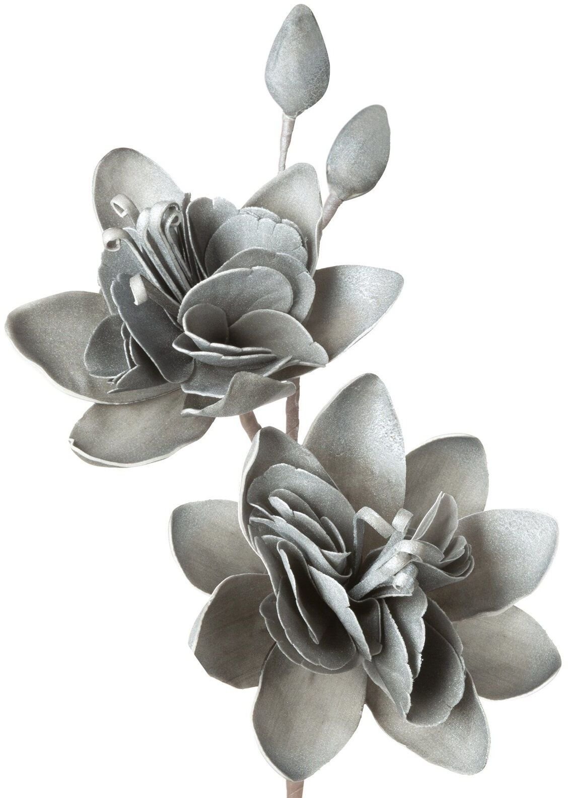 Eurofirany Kwiat sztuczny gałązka magnolii FLORE 86 cm srebrny x6