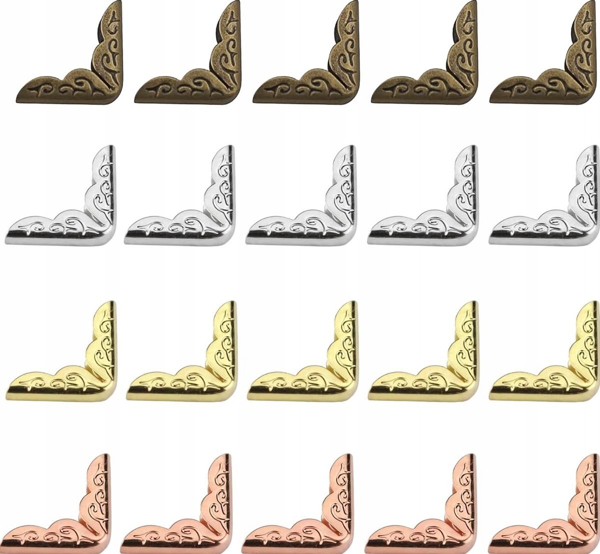 OCHRANIACZE NAROŻNIKÓW KSIĄŻEK 200 SZTUK METALOWE OZDOBNE TRÓJKĄTNE ETUI