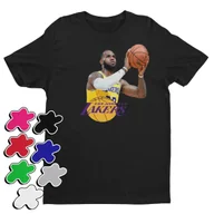 Koszulki męskie - Koszulka T-Shirt Dziecięca Z Nadrukiem Lakers Lebron James Nba -M 134-146 - miniaturka - grafika 1