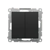 Wyłączniki światła i elektryczne - Wyłącznik schodowy podwójny bez piktogramu Simon 55 - czarny mat - miniaturka - grafika 1