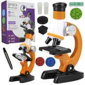 Mikroskopy i lupy - Mikroskop Naukowy 1200X Z Akcesoriami Edukacyjny Pomarańczowy U721P - miniaturka - grafika 1