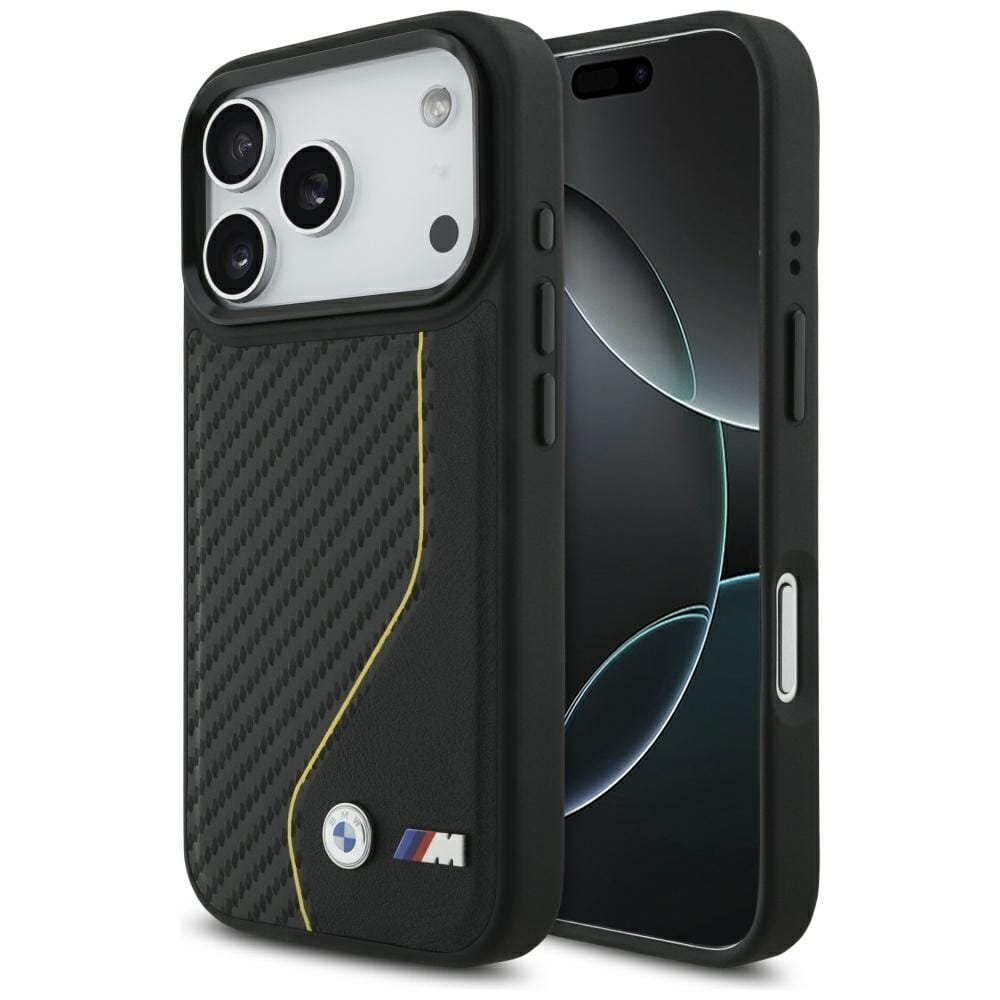 Etui BMW M Carbon Line & Logo MagSafe do iPhone 17 Pro żółty