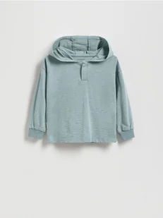 Reserved - Bawełniany longsleeve z kapturem - niebieski - Bluzki dla niemowląt - miniaturka - grafika 1
