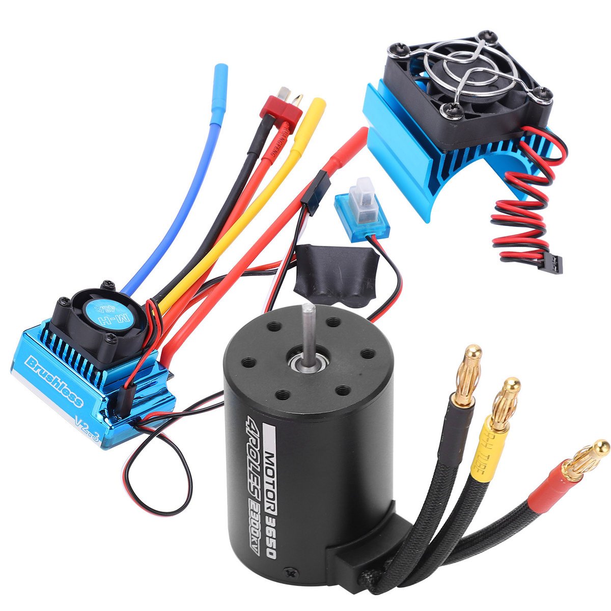 Silnik bezszczotkowy 3650 2300KV wodoodporny 4-biegunowy 45A ESC Heat