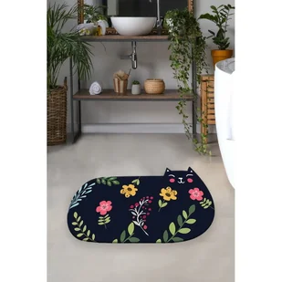 Czarny dywanik łazienkowy 80x140 cm Cattest – Foutastic - Dywaniki łazienkowe - miniaturka - grafika 1