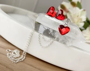 Komplet biżuterii -Ogniste serca - Zestawy biżuterii dla kobiet - miniaturka - grafika 1