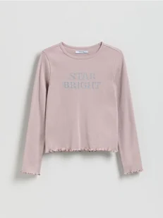 Reserved - Prążkowana bluzka z aplikacją - fioletowy - Bluzki dla dziewczynek - miniaturka - grafika 1