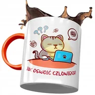 Kubki - Kubek Pomarańczowy z Kotem Kotkiem Słodki Prezent z Nadrukiem ze Zdjęciem + Opakowanie na prezent (wzór 04) - miniaturka - grafika 1