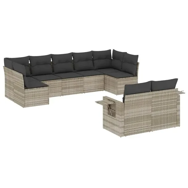 Zestaw mebli ogrodowych modułowych jasnoszary rattan PE 62 x 62 x 69 cm