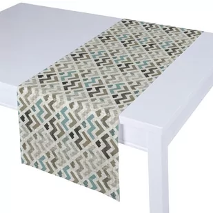 Dekoria pl pl Bieżnik prostokątny wzór geometryczny w odcieniach pastelowego błękitu i beżu na jasnym tle 40 × 130 cm Modern 410-141-93 - Obrusy i serwetki - miniaturka - grafika 1