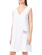 Sukienki - Love Moschino Sukienka damska bez rękawów, trapezowa, dekolt w serek, biała optyczna, 40, optical white, 40 - miniaturka - grafika 1