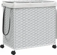 Kosze na bieliznę - vidaXL Kosz na pranie z kółkami Biały 60x35x60,5 cm Rattan - miniaturka - grafika 1