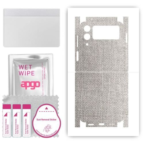 folia naklejka skórka strukturalna na TYŁ+BOKI do Samsung Galaxy Z Flip4 - Tkanina Denim Szary - apgo SKINS