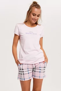 Piżamy damskie - Italian Fashion Bora kr.r. kr.sp. Nocna piżama, róż/druk - grafika 1