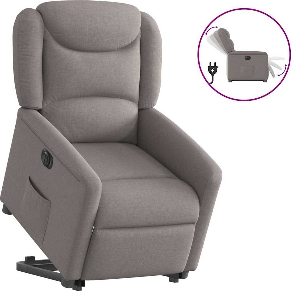 vidaXL vidaXL Podnoszony fotel rozkładany, elektryczny, kolor taupe, tkanina