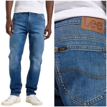 Lee Rider slim Newman lekko dopasowane ciemne spodnie jeansowe W33 L32
