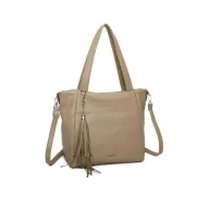 Torebki damskie - Stylowa Pojemna Beżowa Torebka Damska Shopper Torba A4 LUIGISANTO - miniaturka - grafika 1