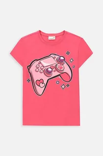 Koszulki dla dziewczynek - Coccodrillo t-shirt dziecięcy kolor różowy - grafika 1