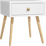 Szafki nocne - Modi Meble Szafka nocna NORDIC skandynawska 40x40cm Biała, drewniane nogi - miniaturka - grafika 1