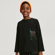 Bluzki dla chłopców - Reserved - Longsleeve oversize z kieszenią - czarny - miniaturka - grafika 1