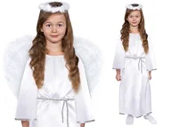 Stroje karnawałowe - SUKIENKA ANIOŁEK DŁUGA BIAŁA 134-140 - miniaturka - grafika 1