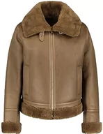 Kurtki damskie - Taifun Damska kurtka ze sztucznym futrem, długi rękaw, kurtka outdoorowa, jednokolorowa, Ciepły kasztanowy, 44 - miniaturka - grafika 1