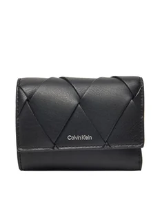 Calvin Klein Portfel damski Ck Woven Small Trifold K60K612953 Czarny - Portfele - miniaturka - grafika 1