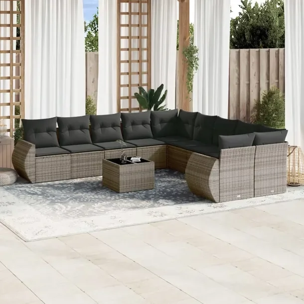 Modułowy zestaw mebli ogrodowych szary rattan PE z poduszkami 62 x 62 x 69