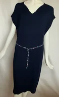 Sukienki - GRANATOWA SUKIENKA POGRZEB ZALOBA TUNIKA PROSTA PLUS SIZE XXL OKAZJA - miniaturka - grafika 1