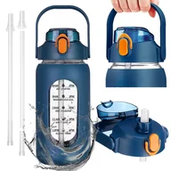 Shakery i bidony sportowe - Szklana butelka na wode ze słomką, bidon shaker z miarką dziubkiem, 950ml - miniaturka - grafika 1