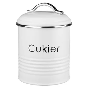 Pojemnik metalowy okrągły ALCANO CUKIER biały - Pojemniki kuchenne - miniaturka - grafika 1