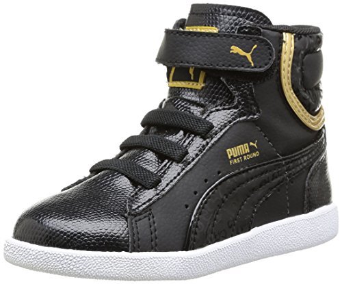 Puma Buty dziecięce First Round Velvet V Kids Sneaker, czarny - Czarny Noir Black White New Gold - 27 EU